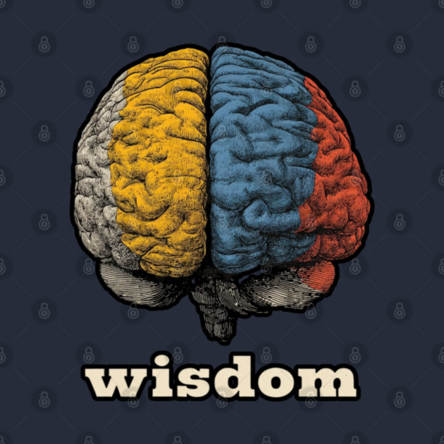 Wisdom Retro Brain Tee for Nerds, Psych Buffs & Thinkers by TuncGK