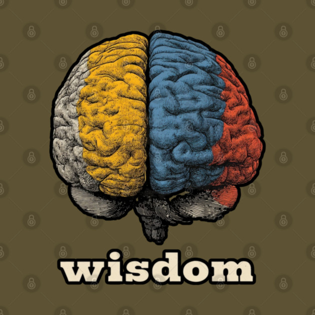 Wisdom Retro Brain Tee for Nerds, Psych Buffs & Thinkers by TuncGK