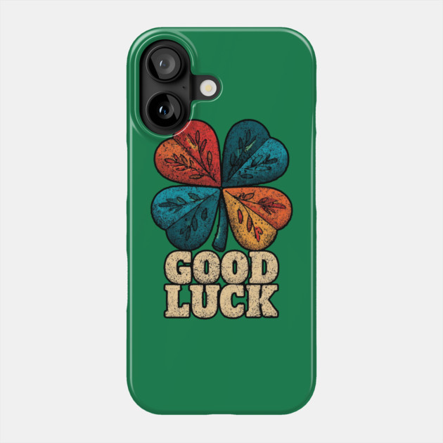 Good Luck Retro Clover Tee for Irish Souls & Optimists Phone Case by TuncGK