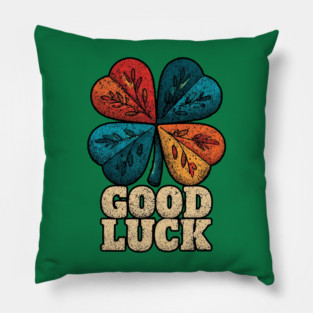 Good Luck Retro Clover Tee for Irish Souls & Optimists Pillow
