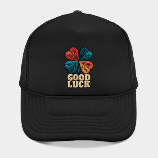 Good Luck Retro Clover Tee for Irish Souls & Optimists Hat