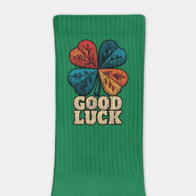 Good Luck Retro Clover Tee for Irish Souls & Optimists by TuncGK
