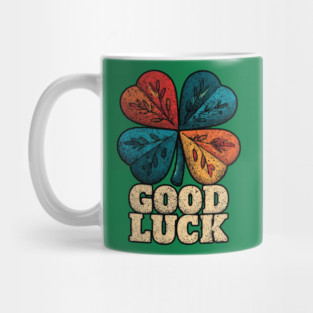 Good Luck Retro Clover Tee for Irish Souls & Optimists Mug
