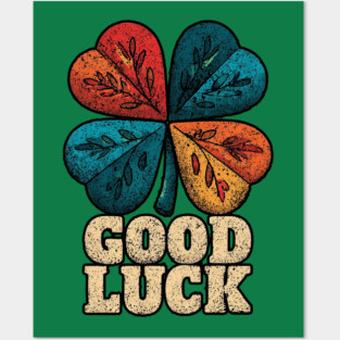 Good Luck Retro Clover Tee for Irish Souls & Optimists Posters and Art