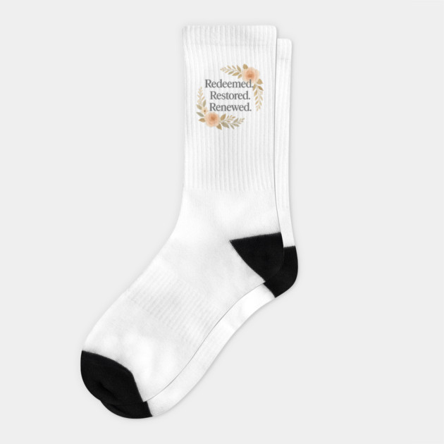 Redeemed. Restored. Renewed. Christian Gifts Socks by Jonas 's Store