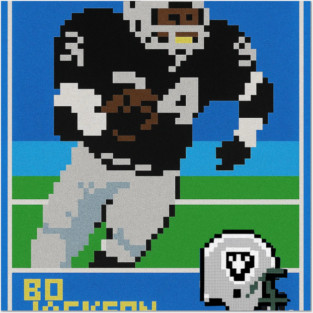 Bo Jackson Retro Pixel Football Card Tribute Posters and Art