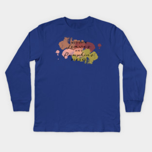 Aumtumn Leaves and Pumpkins Please Kids Long Sleeve T-Shirt