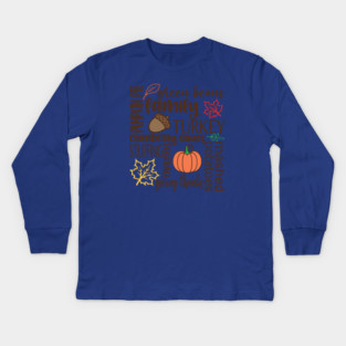 Thanksgiving Dinner Word Salad Kids Long Sleeve T-Shirt