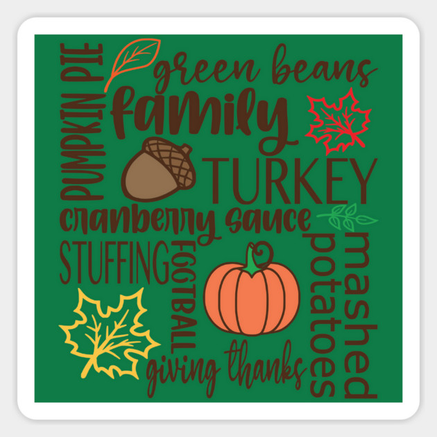 Thanksgiving Dinner Word Salad Sticker by casualteesinc