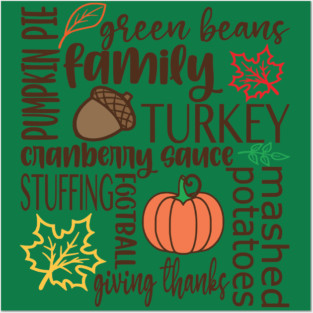 Thanksgiving Dinner Word Salad Posters and Art
