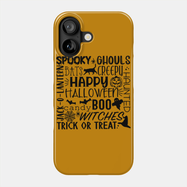 Sppoky Halloween Words Phone Case by casualteesinc