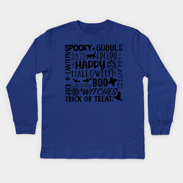 Sppoky Halloween Words Kids Long Sleeve T-Shirt by casualteesinc