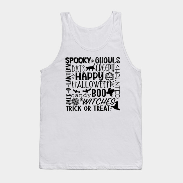 Sppoky Halloween Words Tank Top by casualteesinc