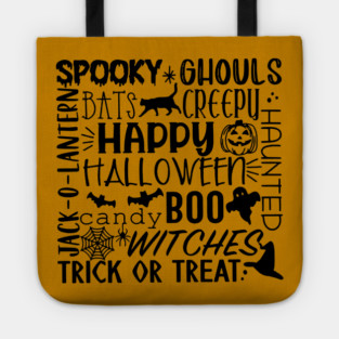 Sppoky Halloween Words Tote