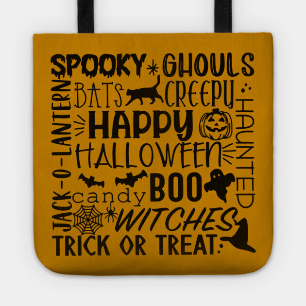 Sppoky Halloween Words Tote by casualteesinc