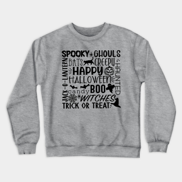 Sppoky Halloween Words Crewneck Sweatshirt by casualteesinc