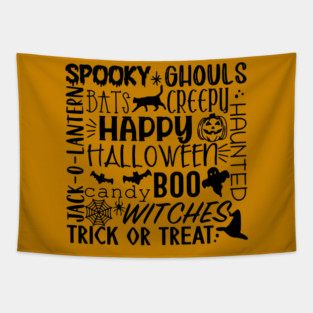 Sppoky Halloween Words Tapestry