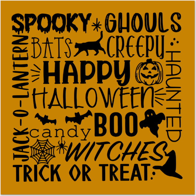 Sppoky Halloween Words Wall Art by casualteesinc
