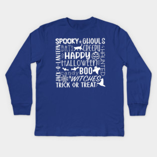 Spooky Halloween Words White Kids Long Sleeve T-Shirt