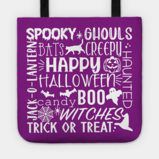 Spooky Halloween Words White Tote