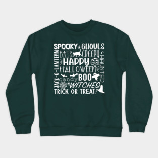 Spooky Halloween Words White Crewneck Sweatshirt