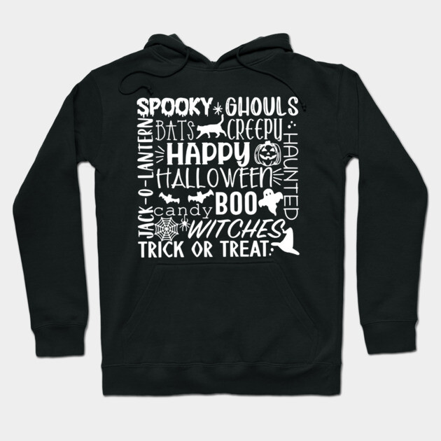 Spooky Halloween Words White Hoodie by casualteesinc