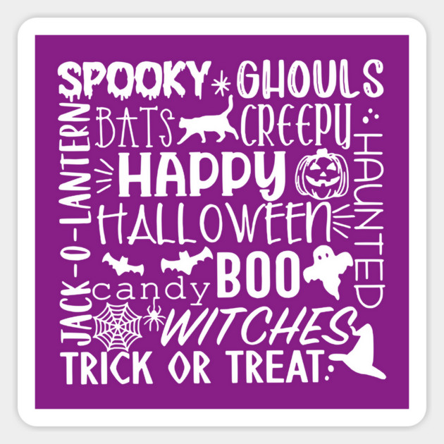 Spooky Halloween Words White Sticker by casualteesinc