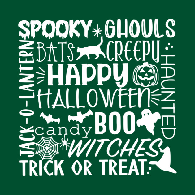 Spooky Halloween Words White by casualteesinc