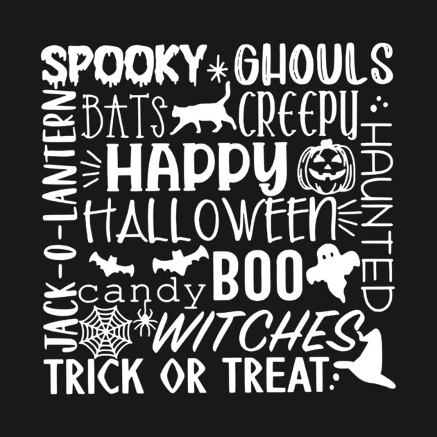 Spooky Halloween Words White by casualteesinc