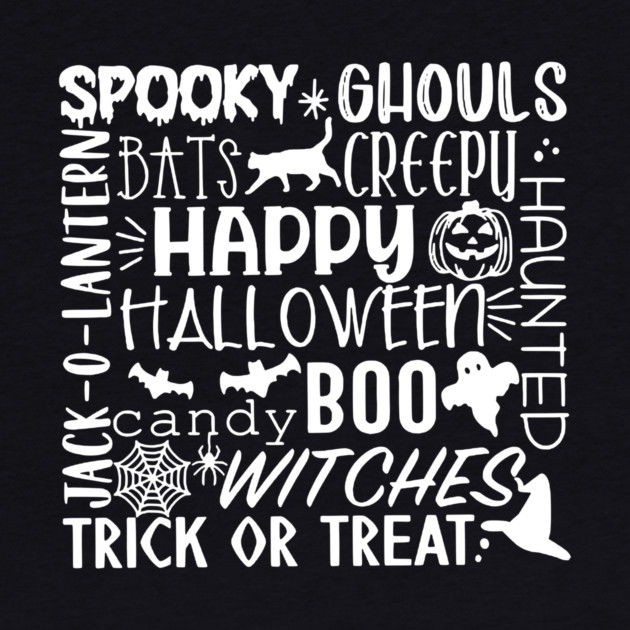 Spooky Halloween Words White by casualteesinc
