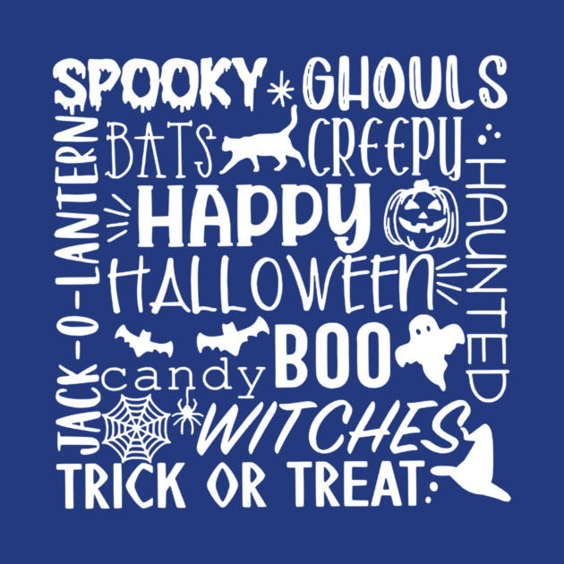 Spooky Halloween Words White by casualteesinc