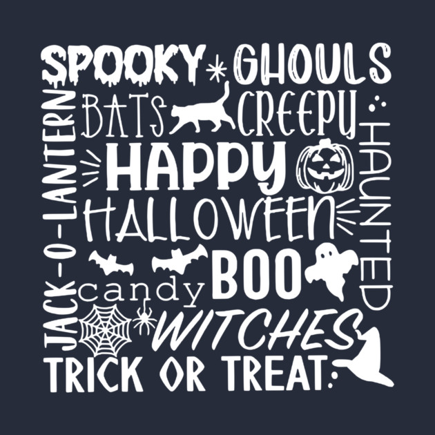 Spooky Halloween Words White by casualteesinc