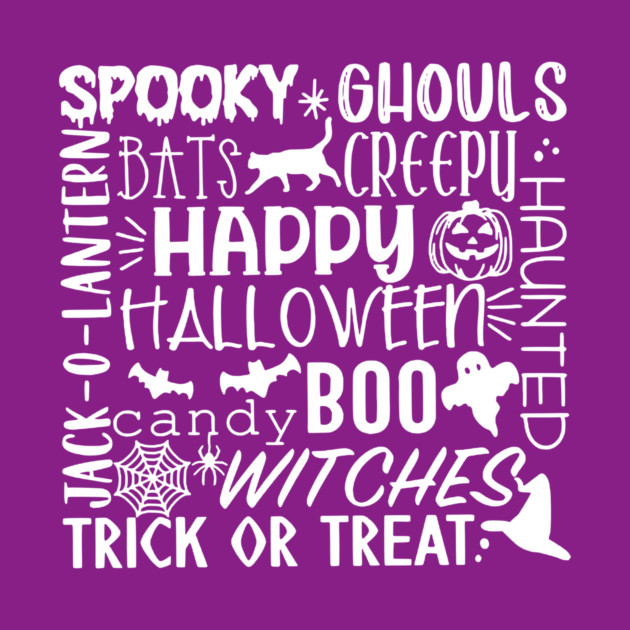 Spooky Halloween Words White by casualteesinc