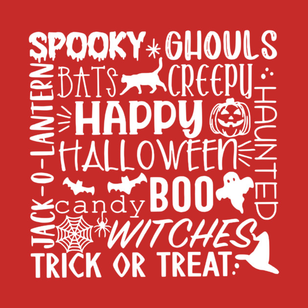 Spooky Halloween Words White by casualteesinc