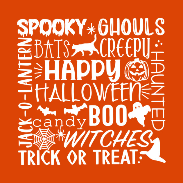 Spooky Halloween Words White by casualteesinc