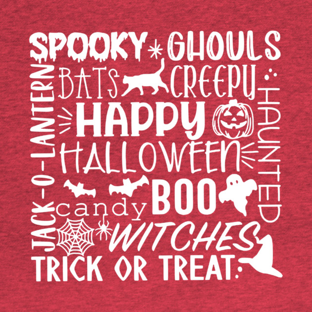 Spooky Halloween Words White by casualteesinc