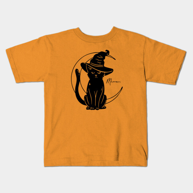 Meow on the Moon Kids T-Shirt by casualteesinc