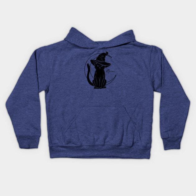 Meow on the Moon Kids Hoodie by casualteesinc