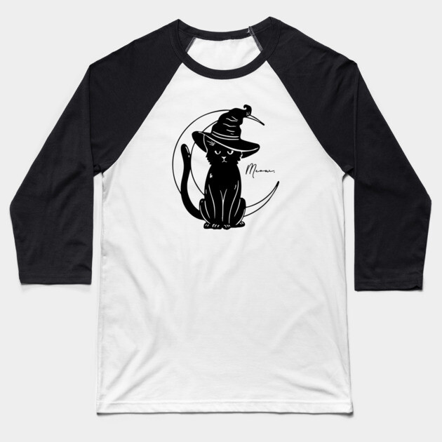 Meow on the Moon Baseball T-Shirt by casualteesinc