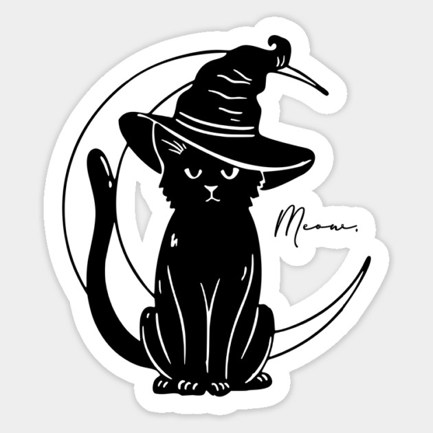 Meow on the Moon Sticker by casualteesinc