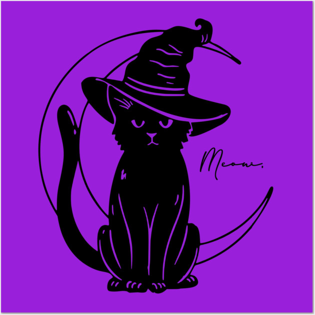 Meow on the Moon Wall Art by casualteesinc