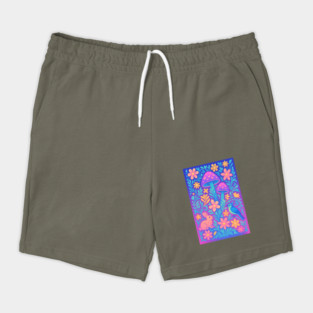 Chillwave Cottagecore Floral Wonderland with Bunny and Bird Shorts