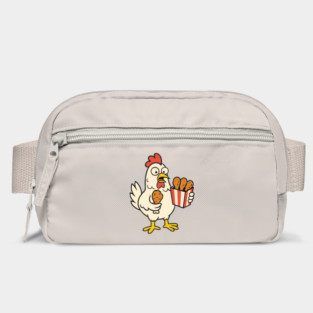 Chicken Munching on Fried Chicken Bucket Fast Food Parody Bag