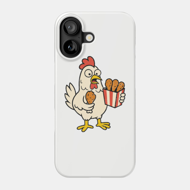 Chicken Munching on Fried Chicken Bucket Fast Food Parody Phone Case by Anticorporati