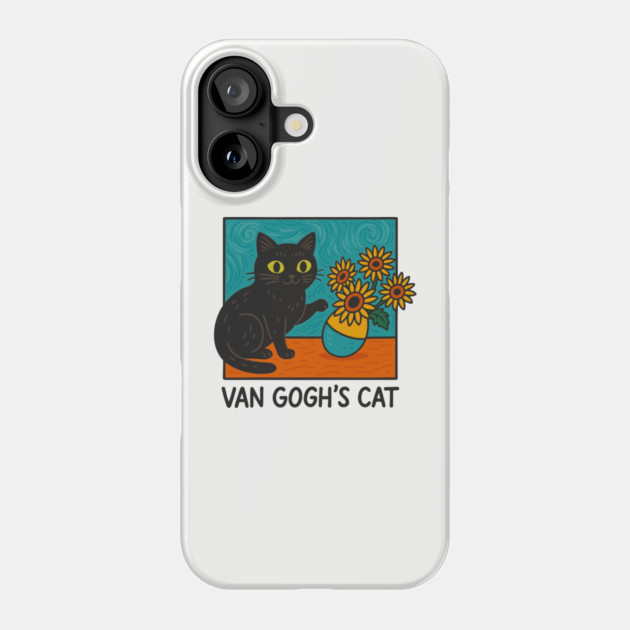 Van Gogh's Cat Sunflowers Painting Parody Artsy Humor Phone Case by Anticorporati