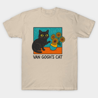 Van Gogh's Cat Sunflowers Painting Parody Artsy Humor T-Shirt