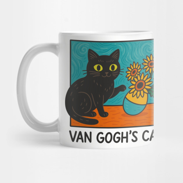Van Gogh's Cat Sunflowers Painting Parody Artsy Humor by Anticorporati
