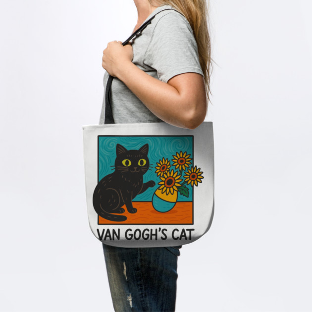 Van Gogh's Cat Sunflowers Painting Parody Artsy Humor by Anticorporati