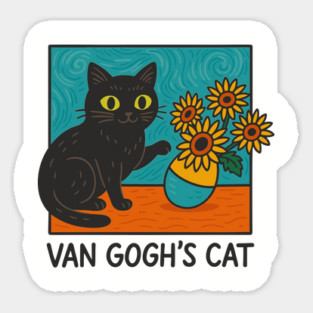 Van Gogh's Cat Sunflowers Painting Parody Artsy Humor Magnet
