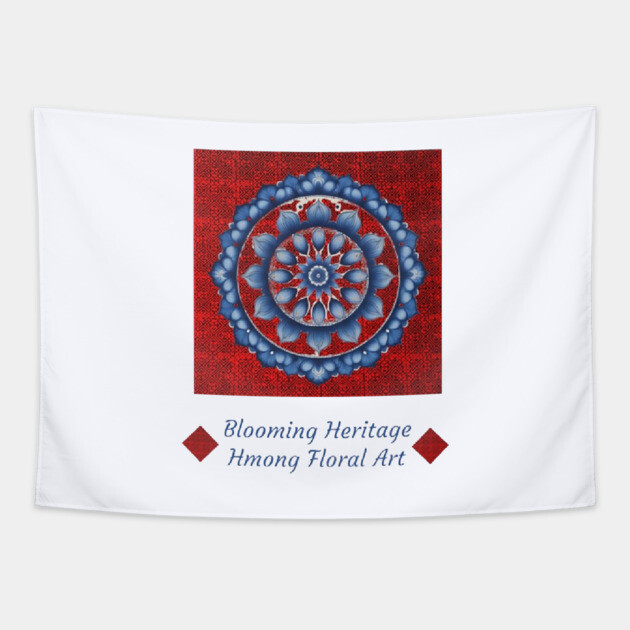 Blooming Heritage: Hmong Floral Art Tapestry by Pimcolle
